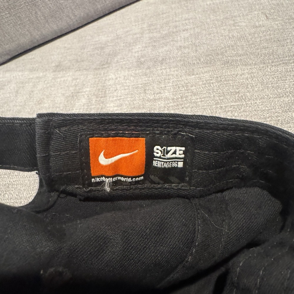 Nike Mens OSFA Heritage86 Dad Hat Black Embroidered Swoosh Adjustable Strapback - Picture 6 of 7